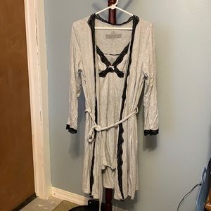 Nursing nightgown with robe - maternity large (gray)